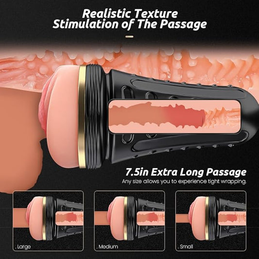 Male Masturbator,Kingdemer Realistic Pocket Pussy Vagina Textured with 7.5in Depth Lifelike Soft and Fleshy Texture,Penis Training Masturbators Sex Machine Toy for Men