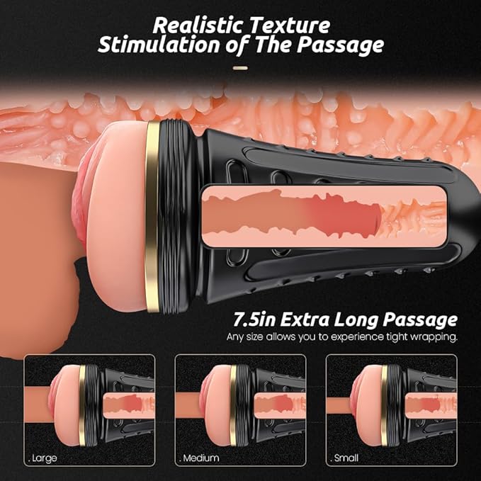 Male Masturbator,Kingdemer Realistic Pocket Pussy Vagina Textured with 7.5in Depth Lifelike Soft and Fleshy Texture,Penis Training Masturbators Sex Machine Toy for Men